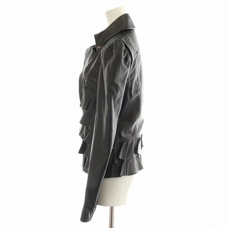 Leather jacket with zipper