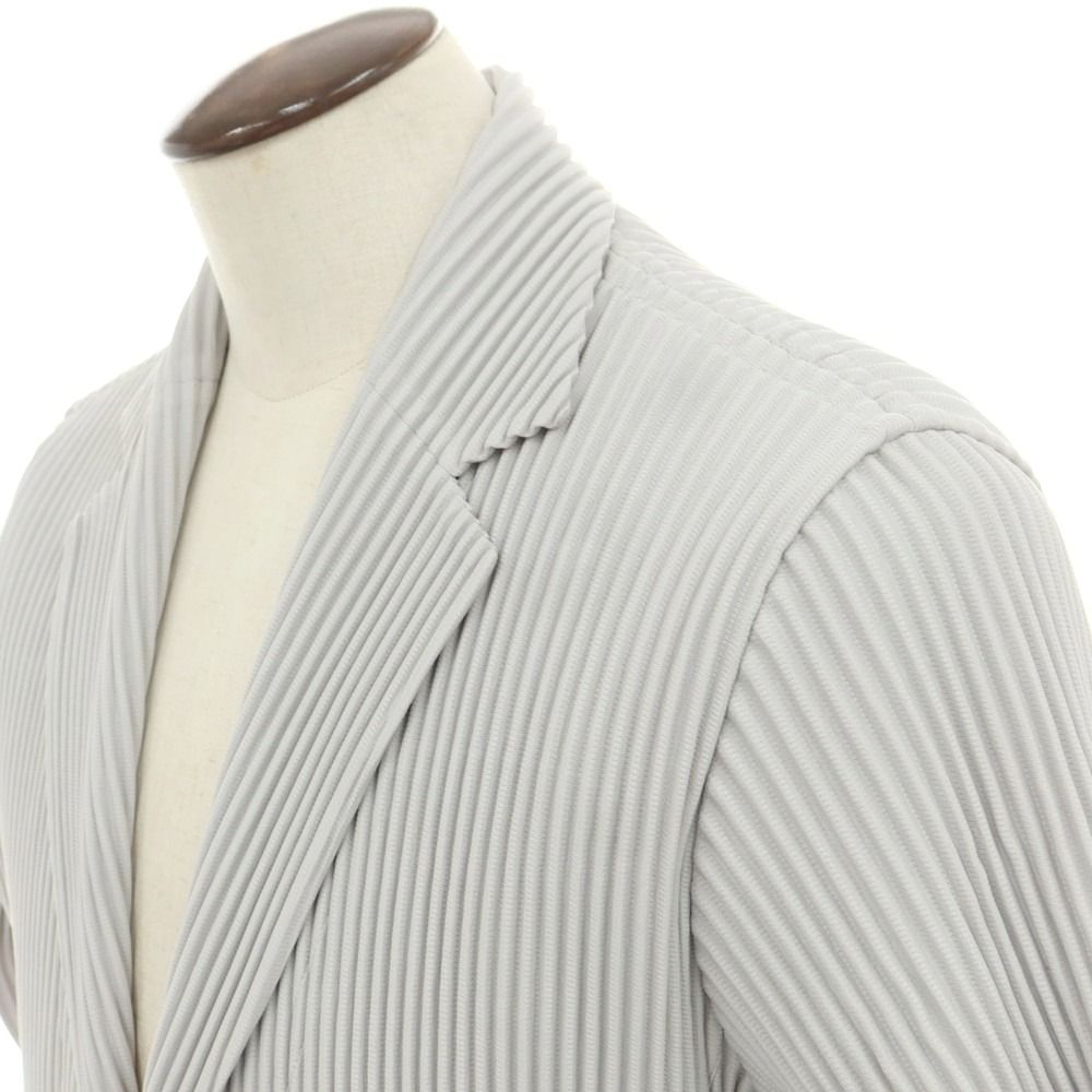 オム プリッセ イッセイミヤケ HOMME PLISSE ISSEY MIYAKE プリーツ加工 ポリエステル カジュアルジャケット ライトグレー サイズ3 メンズ