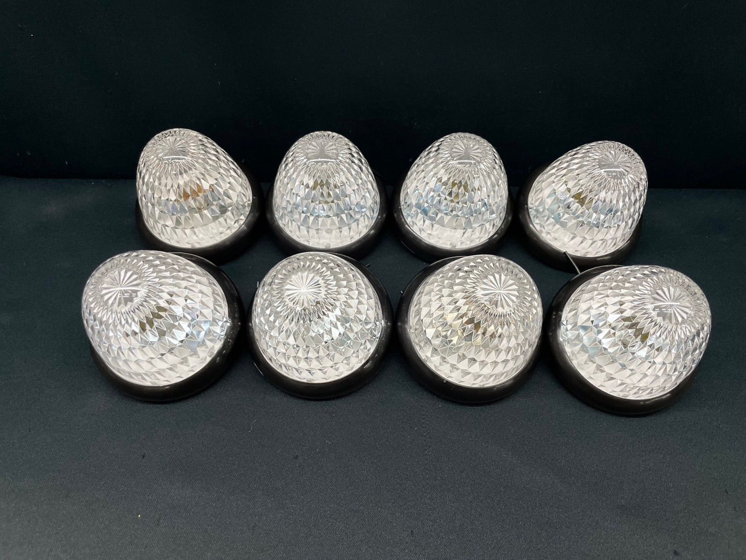 ASC-1307　8個　彩光マーカー　クリアー　白　電球式　樹脂レンズ　24V　レトロ　デコトラ　アート　ヤック クリヤー トラックショップASC