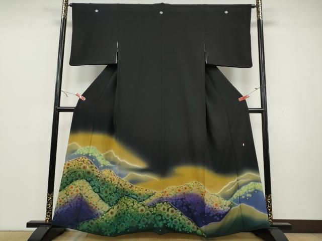 平和屋着物●豪華黒留袖 作家物 辻が花 絞り 暈し染め 正絹 CAAY5199ut