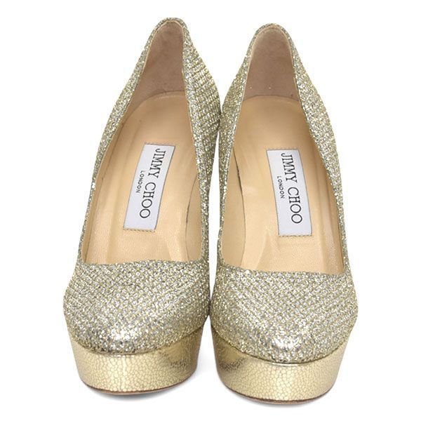 JIMMY CHOO○グリッター○ゴールド○22.5cm○パンプス○