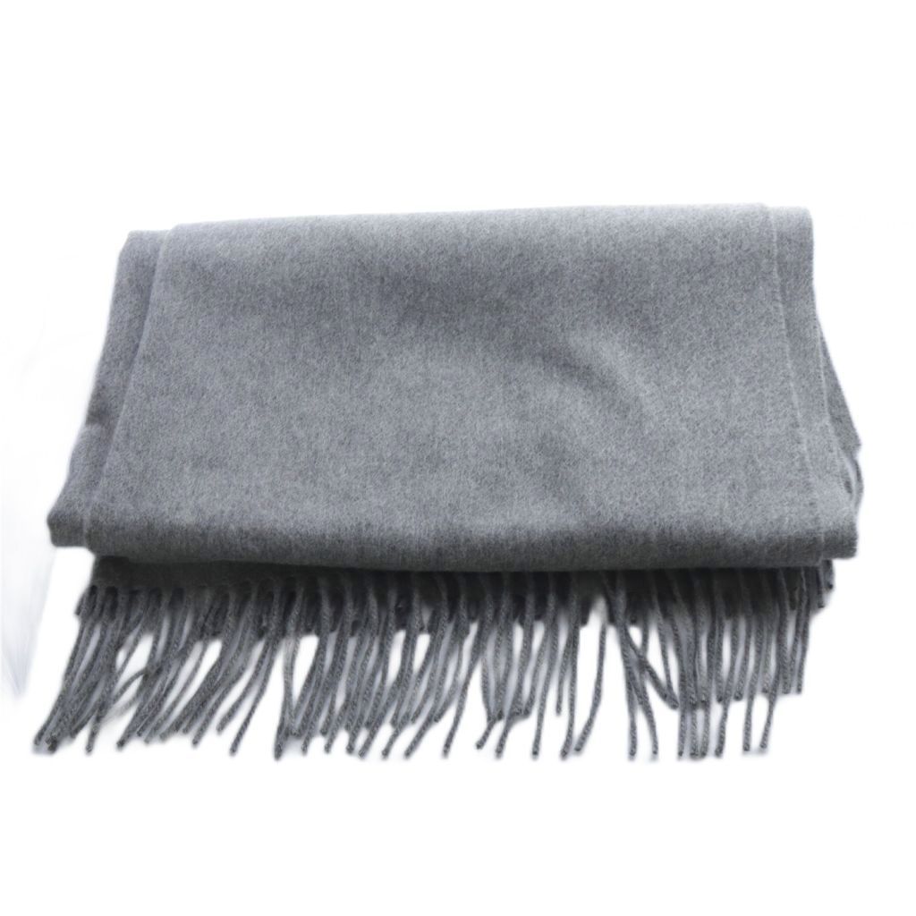 ジョンストンズオブエルガン Johnstons of Elgin カシミヤ フリンジ ストール マフラー グレー