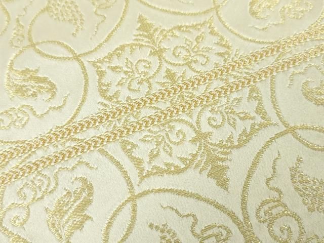 平和屋本店□極上 龍村美術織物 九寸開き名古屋帯 葡萄唐草文錦 金糸  