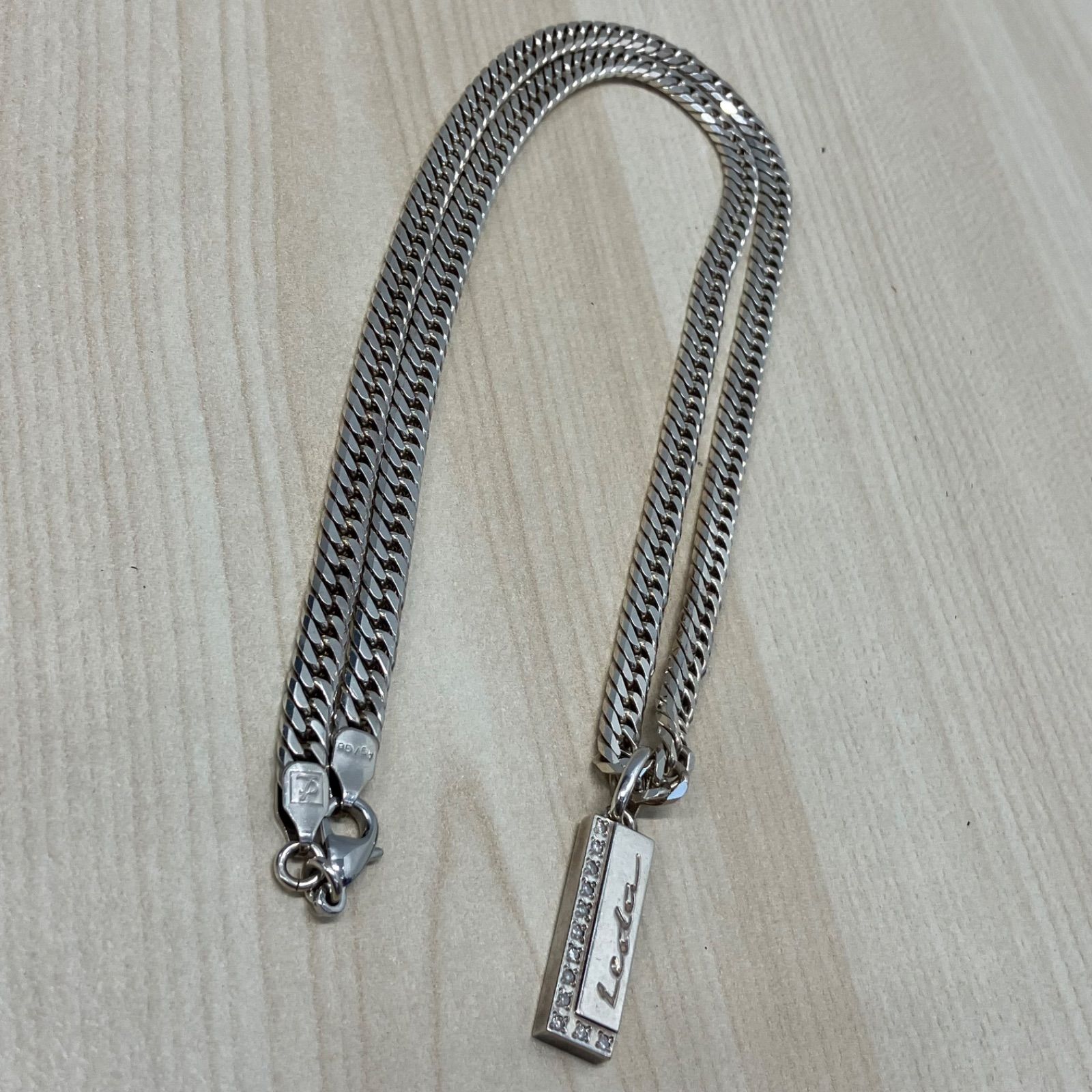 美品 レダシルマ ネックレス プレート 喜平チェーン ダイヤモンド 12P 16518】 レダシルマ ネックレス プレート 喜平チェーン
