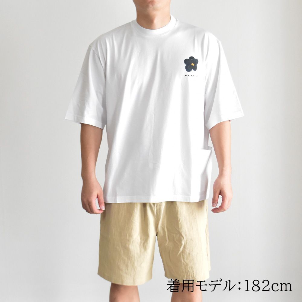 マルニ Tシャツ メンズ ロゴ 半袖 おしゃれ 花柄 フラワー ブランド 綿100％ MARNI 柄 ユニセックス 綿 コットン クルーネック  HUMU0229P2