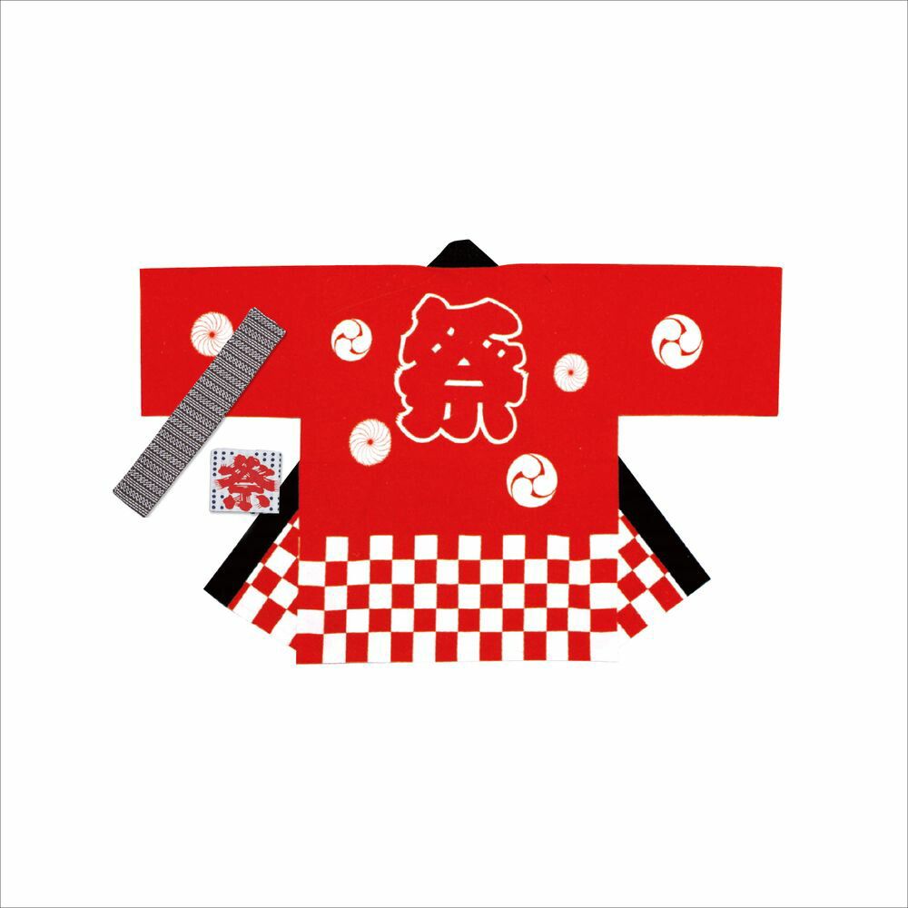 ササガワ 祭袢天 はんてん 市松赤 大人 M 1セット入 40-3116 1点