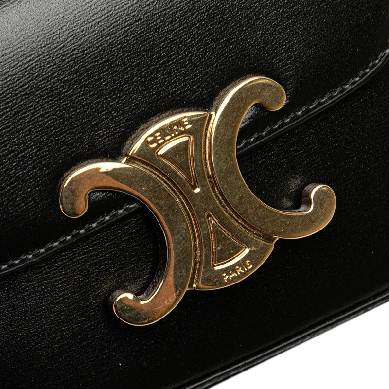 【CELINE】ミニ トリオンフ レザーバッグ セリーヌ トリオンフ ミニショルダーバッグ ブラック レザー