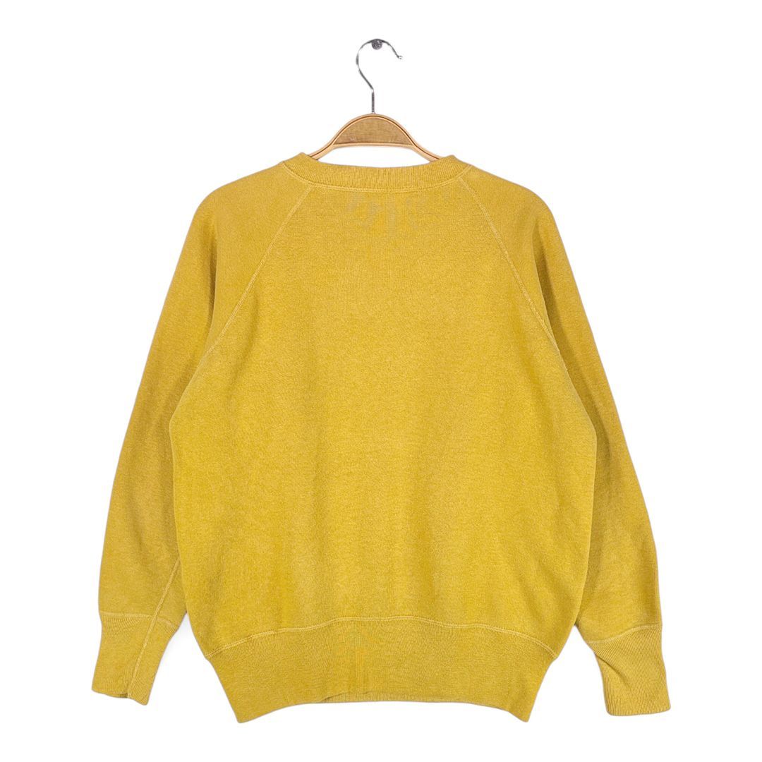 60s カレッジ からし色 ヴィンテージスウェット フロッキー 3段プリント うさぎ ラビット カレッジ マスタード M相当