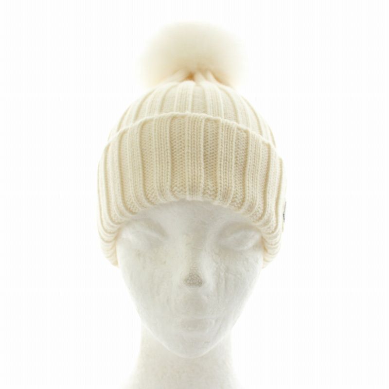 MONCLER アイボリー ニット帽 ファー付き MONCLER ファー付きニット帽 アイボリー MONCLER アイボリー