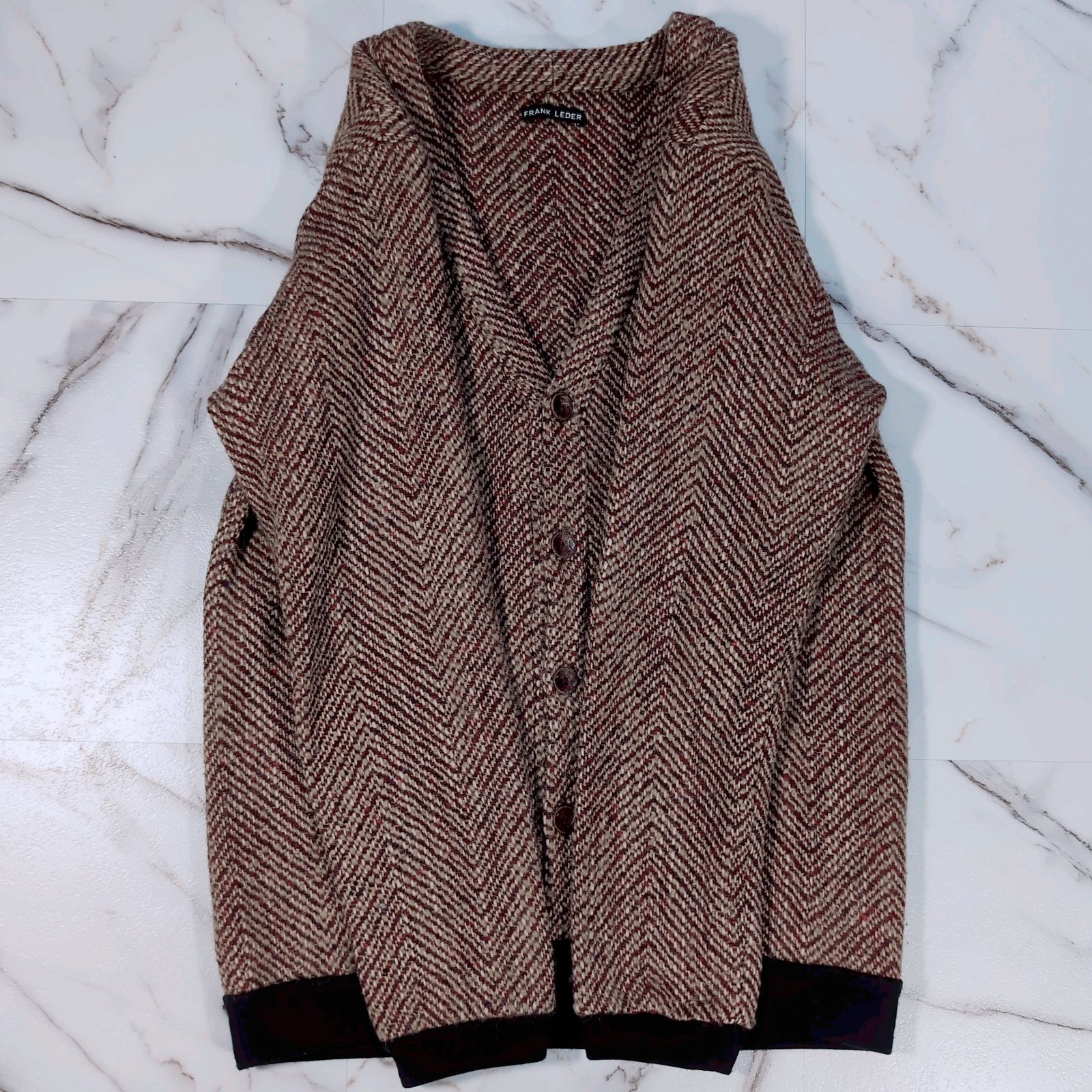 FRANK LEDER WOOL CARDIGAN S ヘリンボーン ドイツ製 ウールツイード
