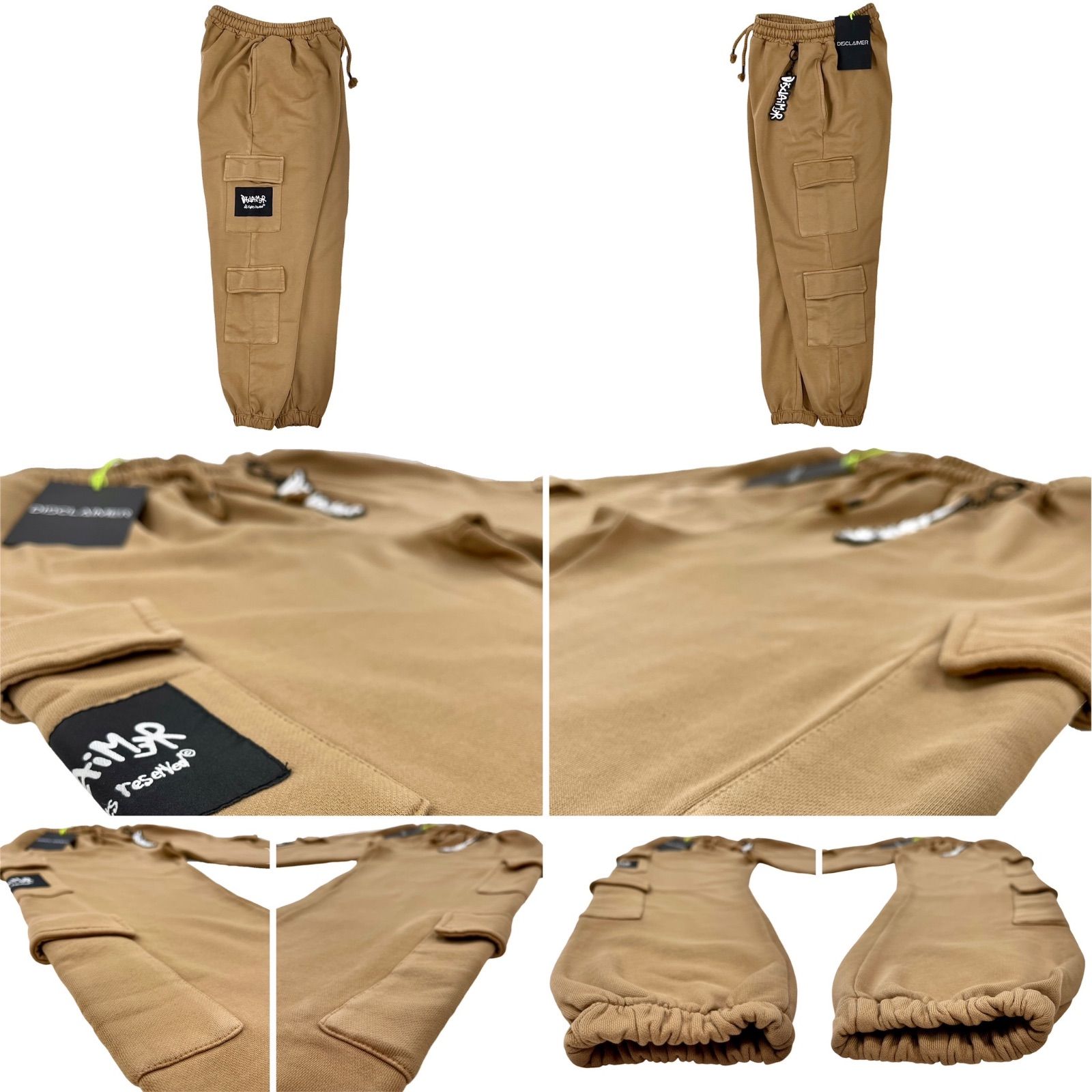 新品 ディスクレイマー テーパード ダブル カーゴ ミリタリー スウェットパンツ DISCLAIMER ディスクレイマー ワイド ルーズ 太め テーパード