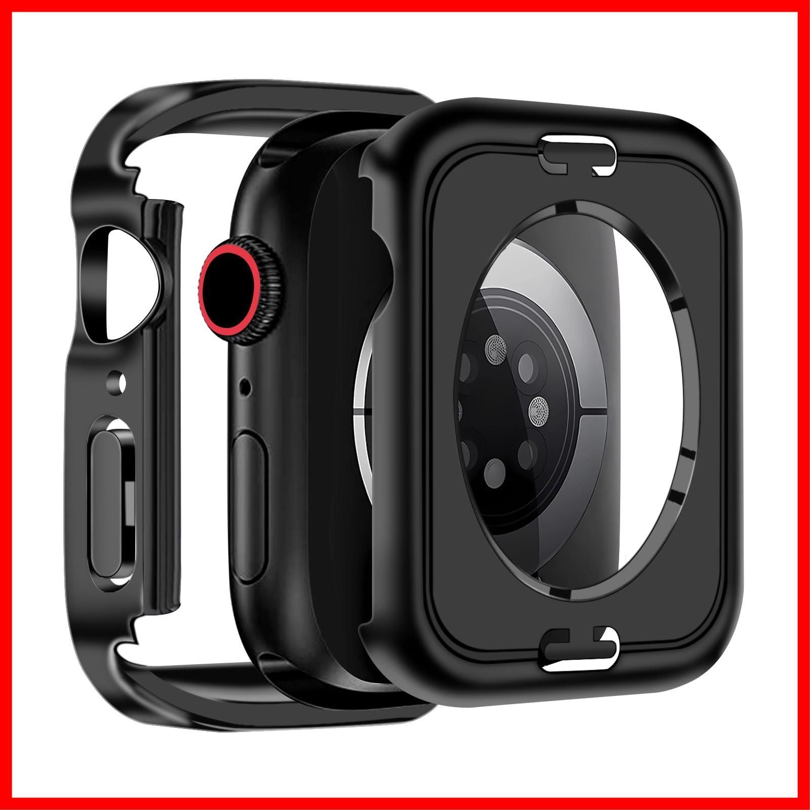 【在庫処分】YUGYUG 対応 Apple Watch SE2/SE/6/5/4 ケース アップルウォッチSE2/SE/6/5/4 カバー PC素材 IP68 防水ケース 360ど度 3D直角エッジデザイン アップルウォッチ ケース ガラスフィルム 一体型 日