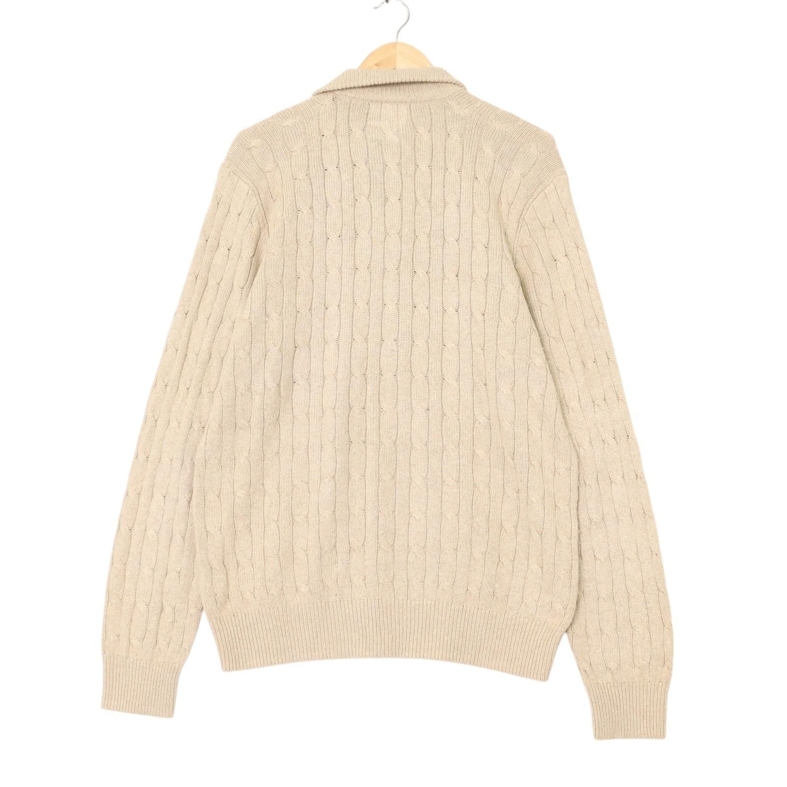 1413 ラルフローレン　現行タグ　ハーフジップ　ケーブルニット　シルク　L Polo by Ralph Lauren ポロ ラルフローレン ハーフジップ ケーブル