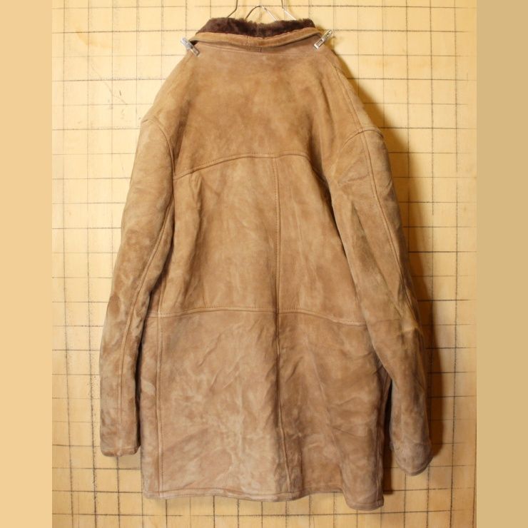 60s70s シープスキン ムートンレザージャケット ファーブラウンL aw66 