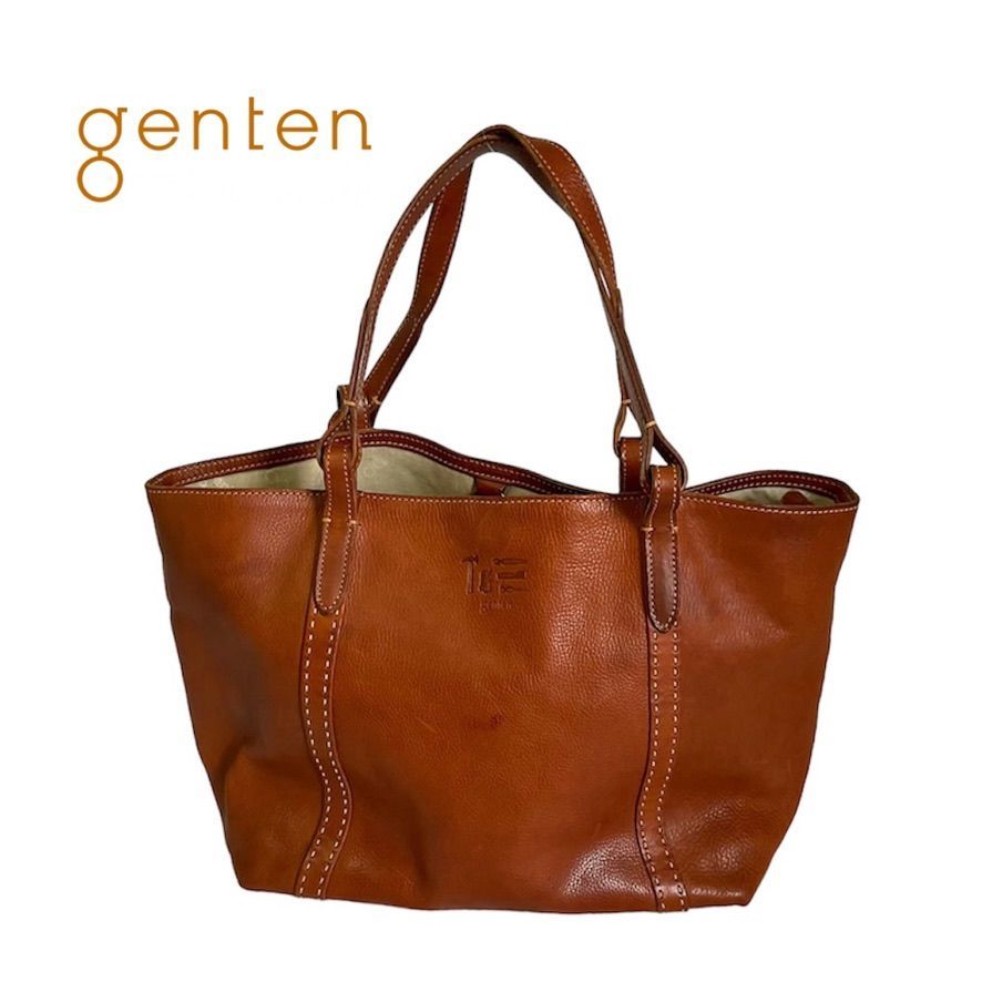 ゲンテン／genten バッグ トートバッグ 鞄 ハンドバッグ レディース 女性 女性用レザー 革 本革 ブラウン 茶  40330（30153） TOSCA トスカ ベジタブルタンニン鞣し シボ革 シュリンクレザー 定番