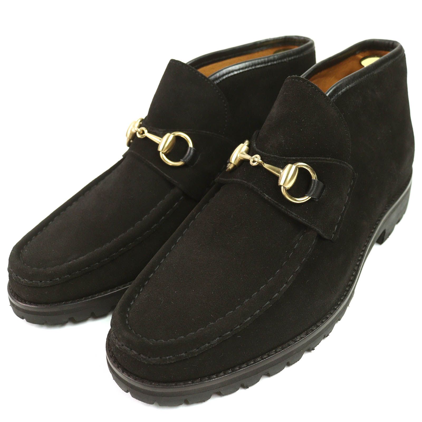 △GUCCI グッチ 114 0067 ホースビット スウェードレザー アンクルブーツ ショートブーツ ダークブラウン 41.5 き イタリア製 メンズ