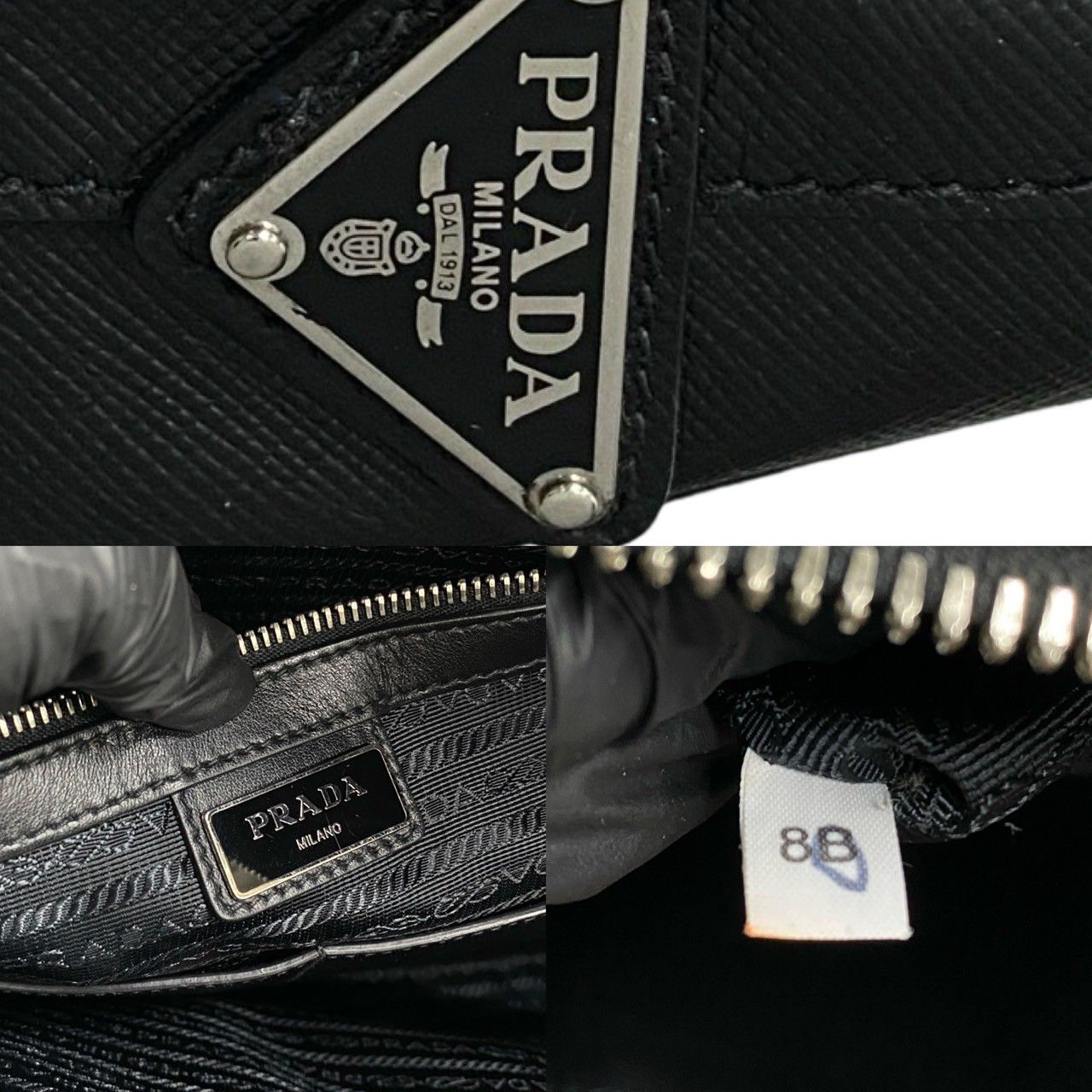 極 美品 希少品 PRADA プラダ 三角ロゴ 金具 サフィアーノ レザー 本革