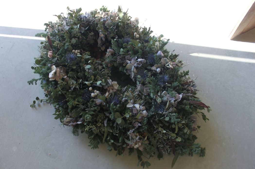 80cm|特大ダイヤ型アンティーク紫陽花の生花リース|ドライフラワー|壁掛け|ディスプレイ