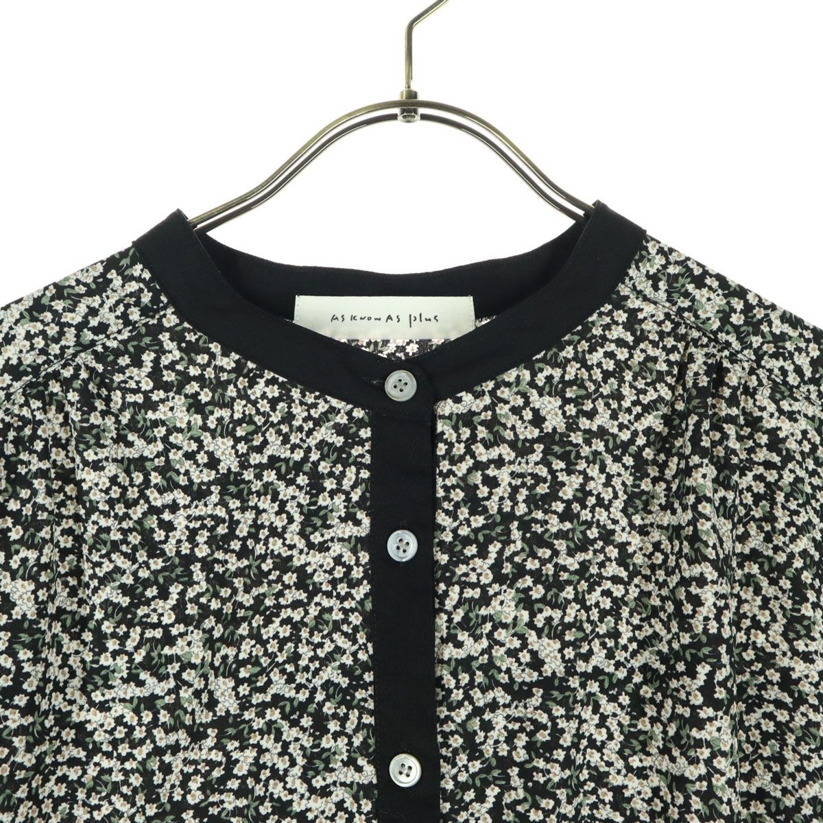 美品 AS KNOW AS plus アズノゥアズプラス 花柄 長袖 ロング シャツ 