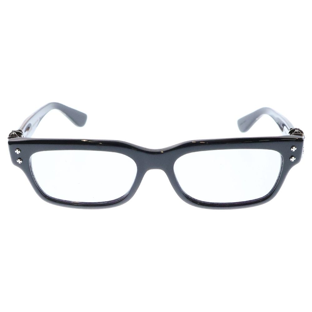 CHROME HEARTS クロムハーツ HEY JACK U LATE-A セメタリークロス装飾テンプル ウェリントンサングラス アイウェア 眼鏡 ブラック|シルバー