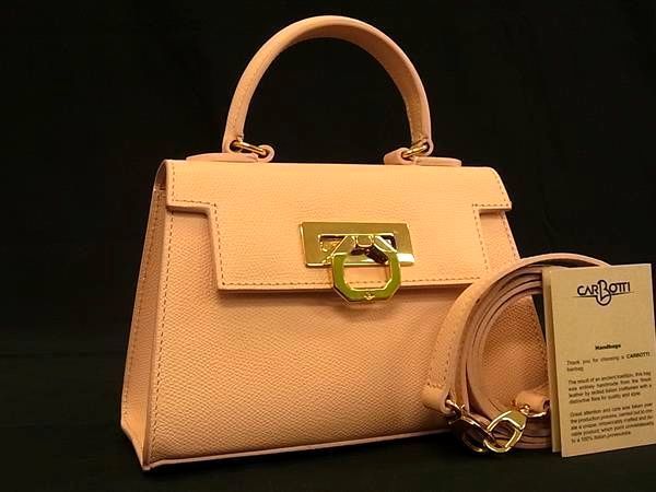 ■極美品■ CARBOTTI カルボッティ レザー 2WAY クロスボディ ショルダー ハンドバッグ 斜め掛け レディース コーラルピンク系 BM7495 □極美品□ CARBOTTI カルボッティ レザー 2WAY クロスボディ