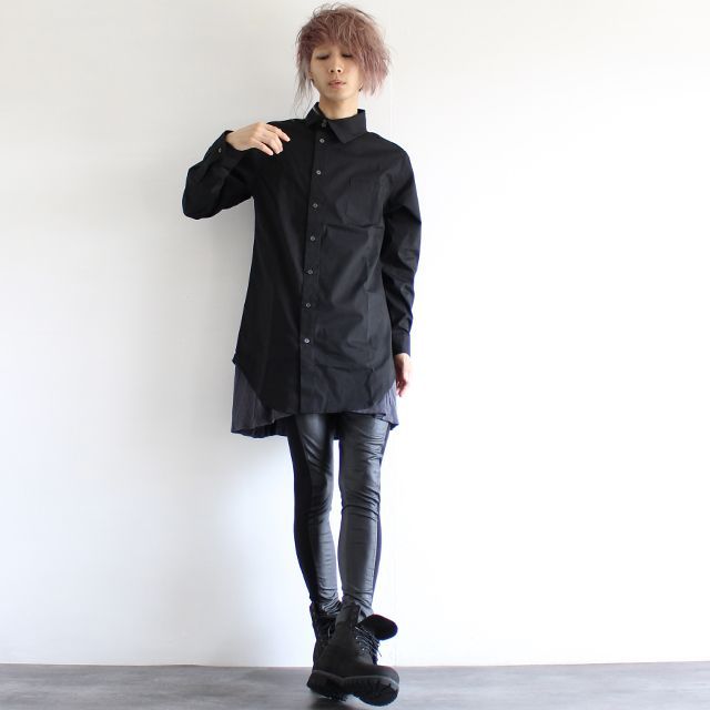 アシンメトリー ロング丈ドレスシャツ