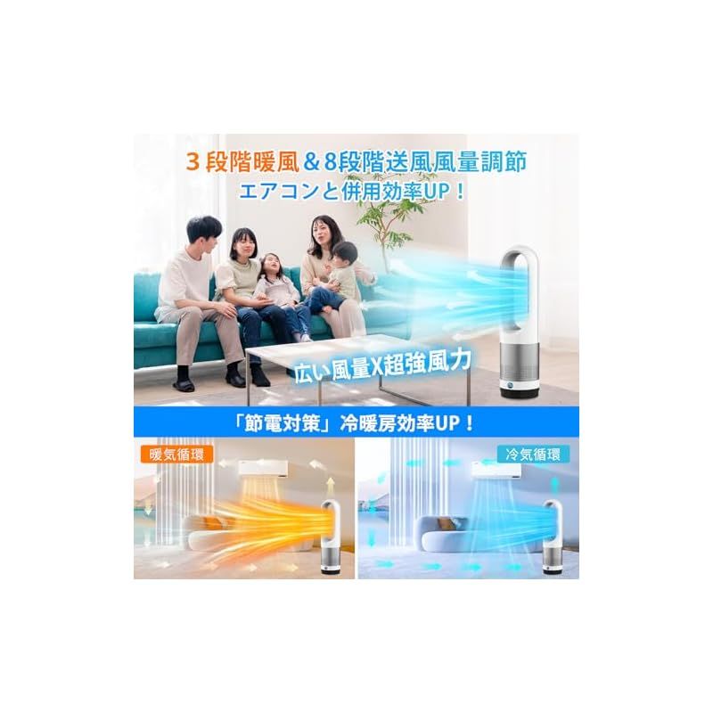 タワーファン 羽なし扇風機 2025革新冷暖房 羽根なし スリム リビング扇風機 DCモーター48w省エネ 節電 8段階冷風-3段階暖風 自動100°首振り 9H切りタイマー 切り忘れ防止 強力送風 大風量 リモコン付 冷暖房 セラミックファンヒ 0 WWW_KANDAIZUMI_COM
