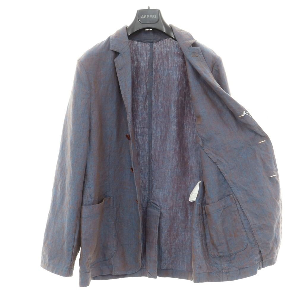 新品】アスペジ ASPESI リネン カジュアルジャケット ブルーxブラウン  