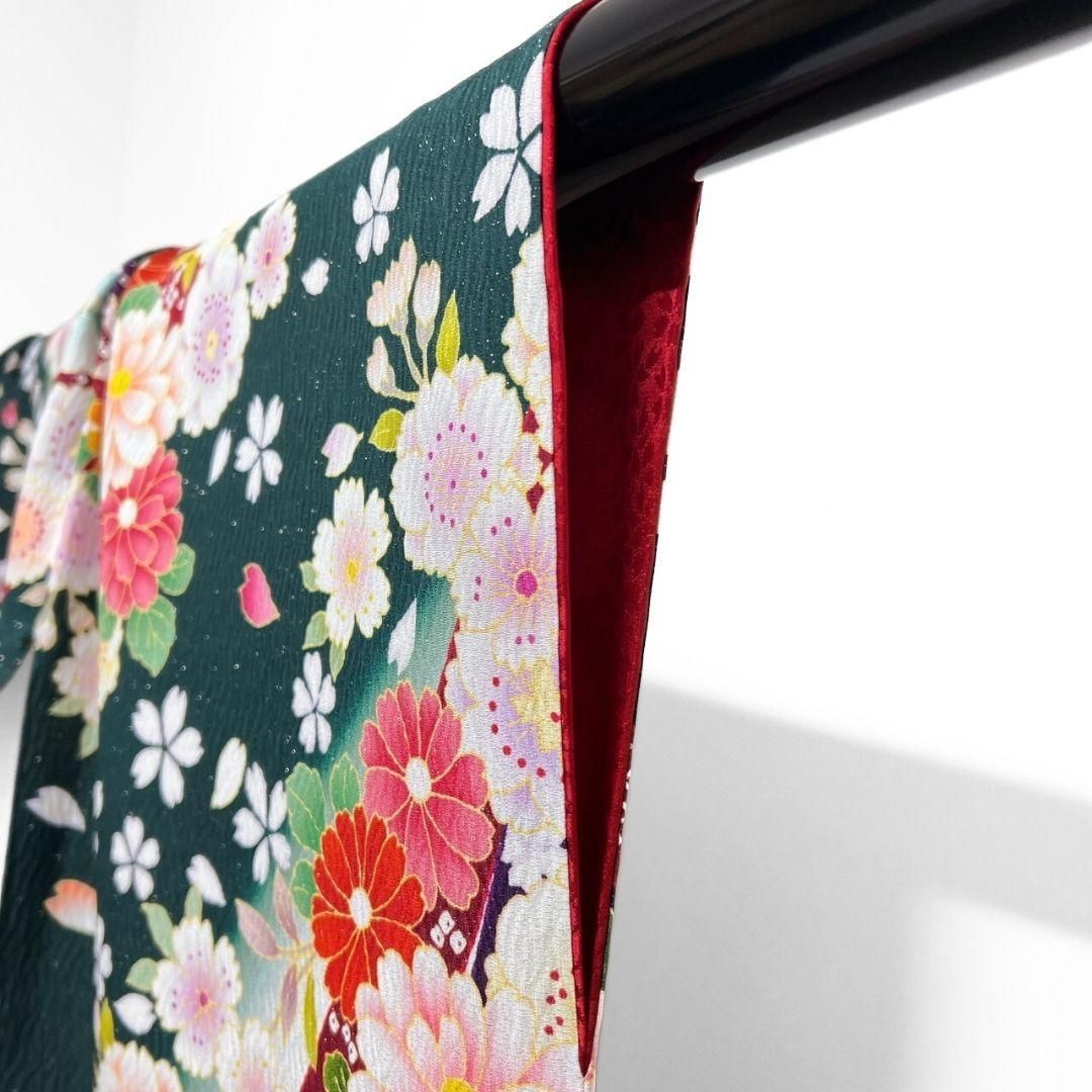 振袖　銀通し　金駒刺繍　金彩　牡丹　桜花　熨斗　着物　043a p 振袖 銀通し 金駒刺繍 金彩 牡丹 桜花 熨斗 着物 043a p - メルカリ