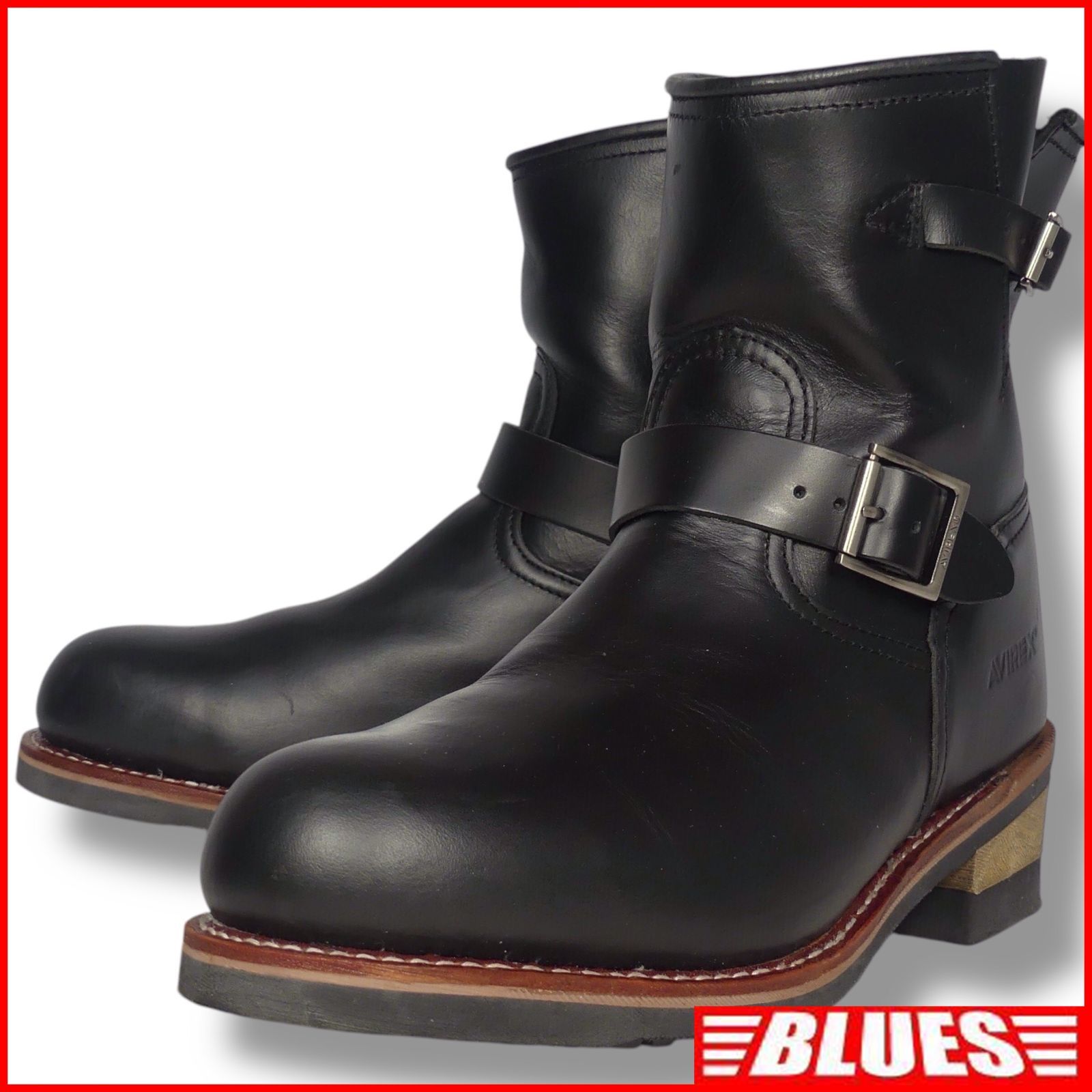 【AVIREX】アヴィレックス　ブラック　レザー　エンジニアブーツ　ショート アビレックス AVIREX ショート レザーエンジニアブーツ 黒