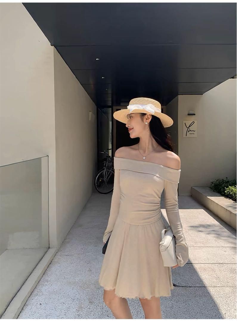 エレガント可愛いワンショルダーAラインミニドレス 女子会デートにも最適