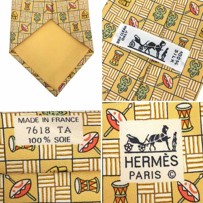 HERMES エルメス ネクタイ シルク イエローベージュ aq6778 - メルカリ