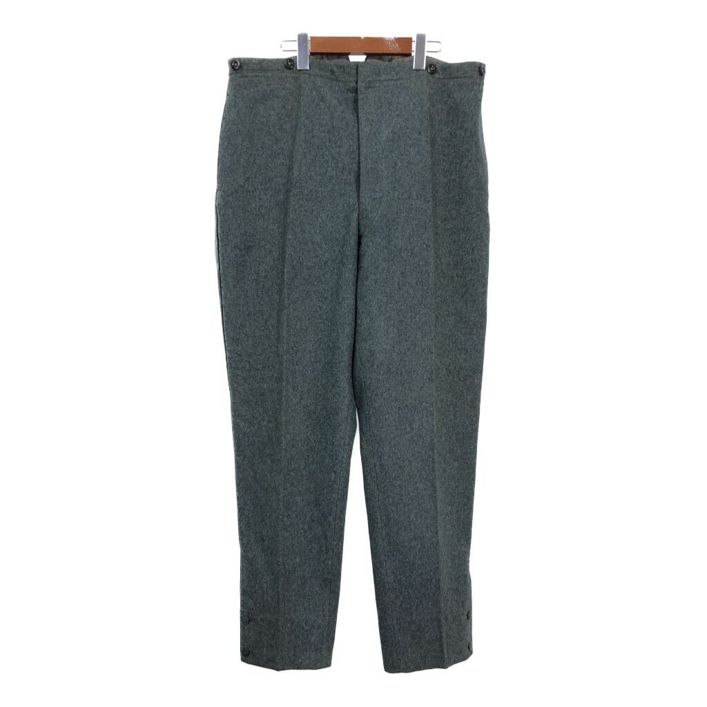 40年代 スイス軍 ウール フィールドパンツ ヴィンテージ ミリタリー ユーロ サイドライン グリーン (メンズ 48) 中古 古着 R9236