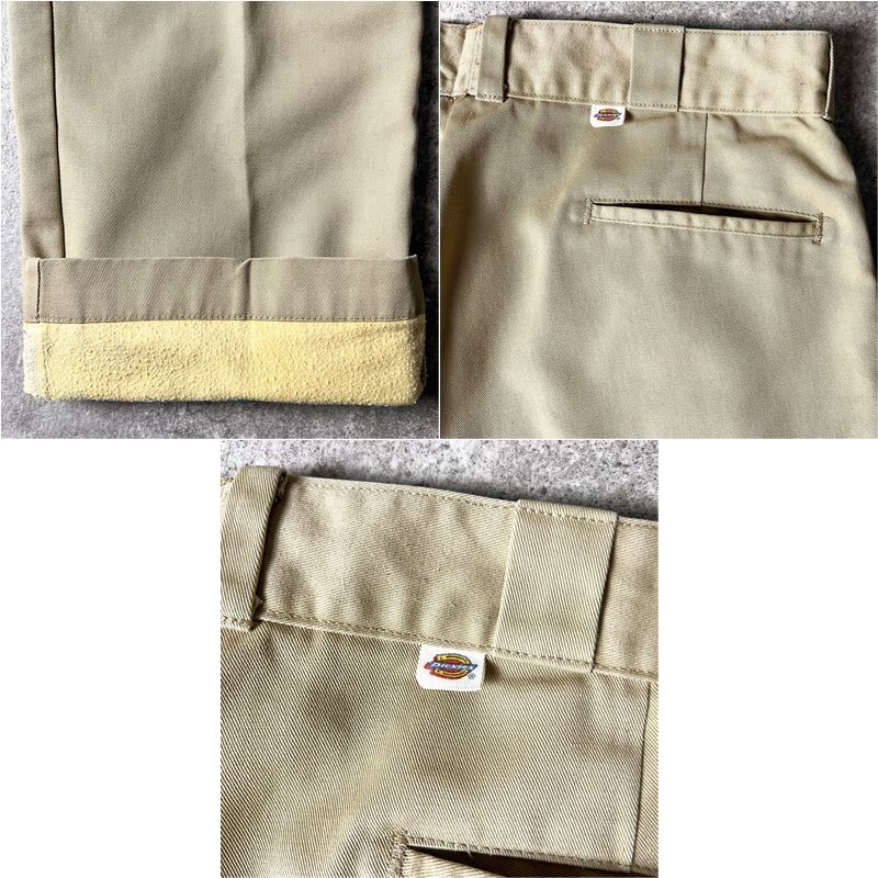 80s Dickies ライナー付き ノータック チノ ワーク パンツ 36 32 / 80