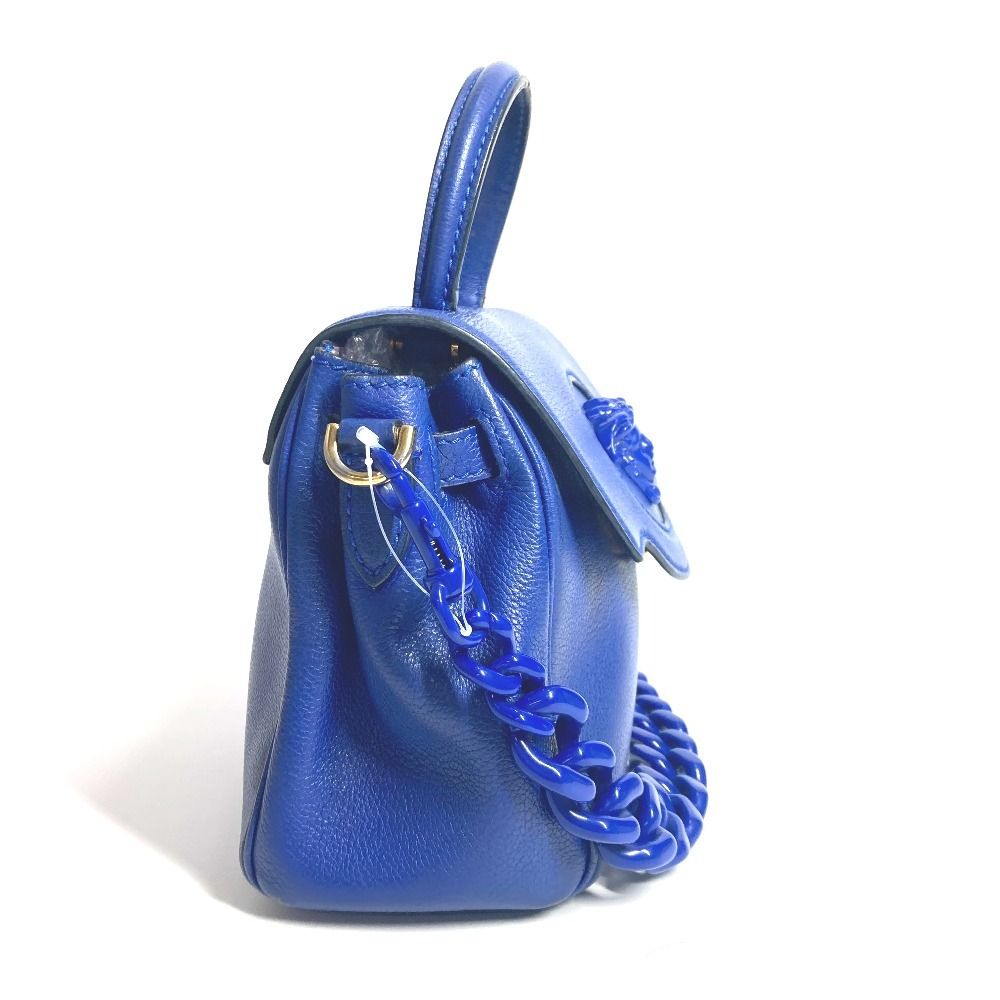 ヴェルサーチ ハンドバッグ メデューサ VERSACE ヴェルサーチ ハンドバッグ メデューサ ロゴ レザー ブルー
