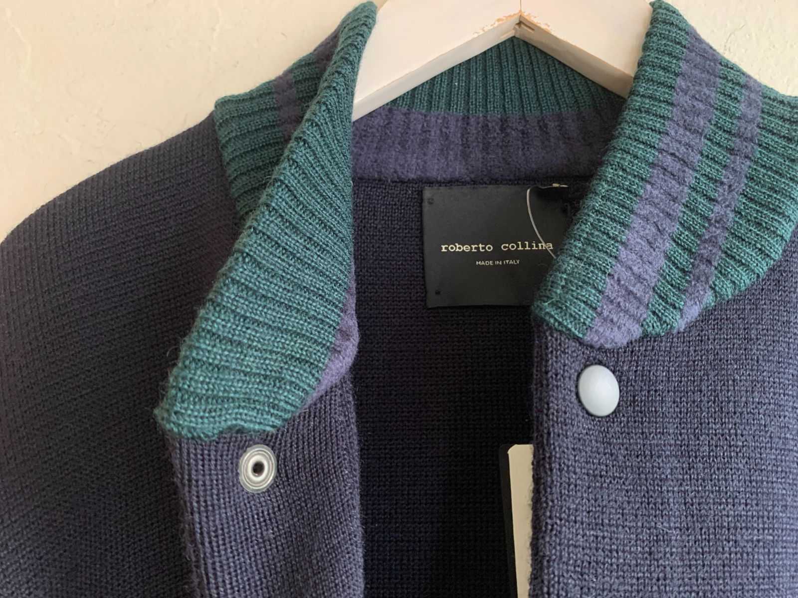 roberto collina ベロアブルゾン ネイビー×グリーン 48 L相当 roberto collina ベロアブルゾン ネイビー×グリーン 48 L相当