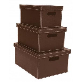 【新品・4営業日で発送】東洋石創 フェイクレザー ボックス(BR)L・M・S 3個セット BR40016 (1218422)