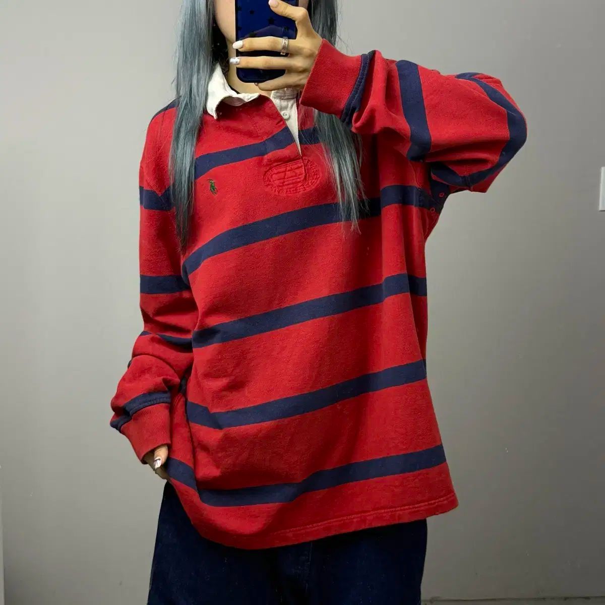 POLO RALPH LAUREN(ポロラルフローレン) ストライプ カラー ラグビー 長袖Tシャツ