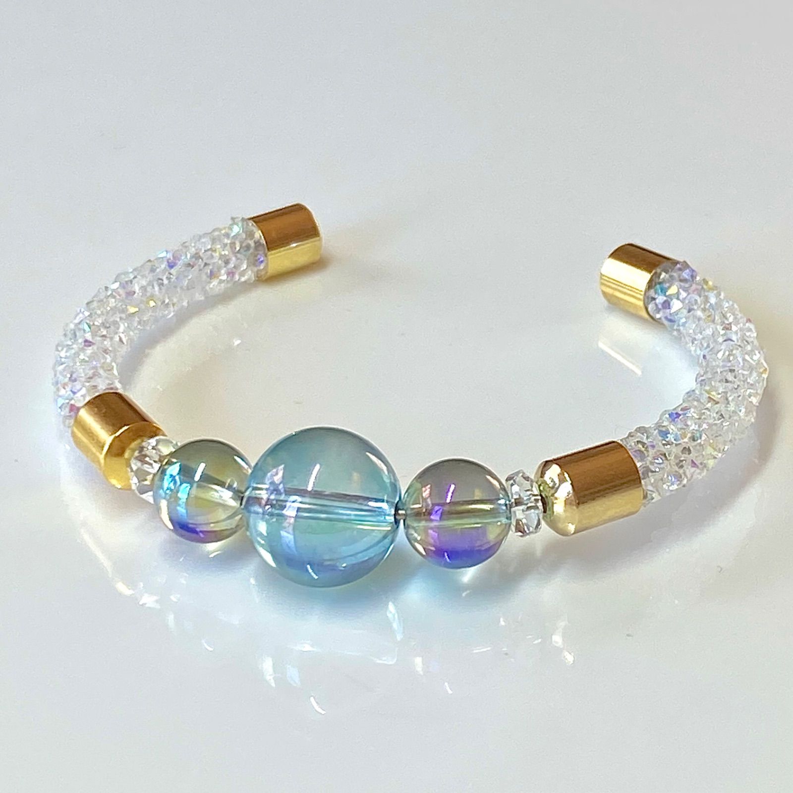 アクアオーラクォーツ グリーンオーラクォーツ 光波動ブレスレットB1123-08 NEXPOTALLINN_EU