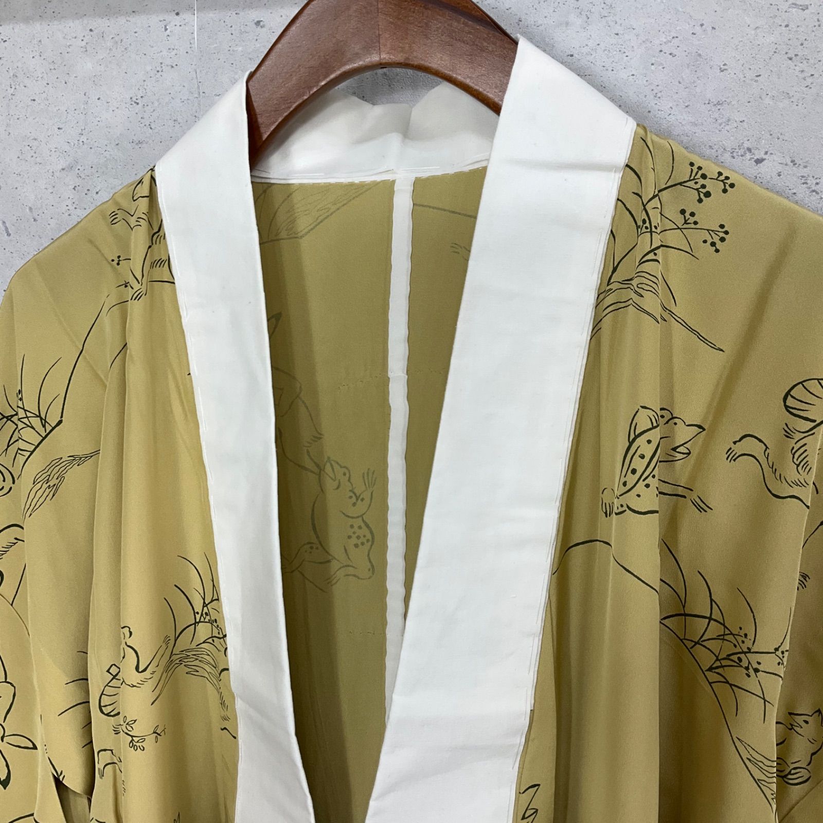 同然◆長襦袢◆仕付け糸付き◆鳥獣戯画◆正絹◆単衣◆袖無双◆白半衿付き◆東京ますいわ屋◆はればれ加工◆居敷当て付き◆日本和裁技術院◆裄64.5肩丈121.5◆小紋紬附下訪問着留袖袷単衣夏着物◆K1224