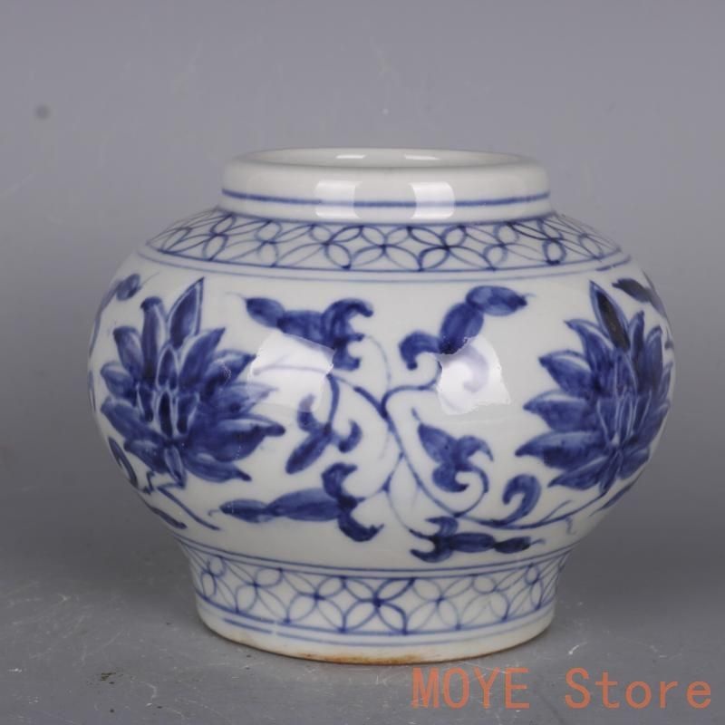 鯖纏枝蓮紋壺 景徳鎮 陶磁器 装飾品 現代工芸品 美術品 置物