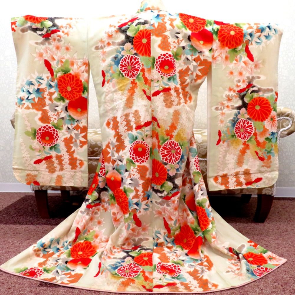 子供着物 アンティーク着物 昔きもの 子供着物 女児用 四つ身 薄緑 金