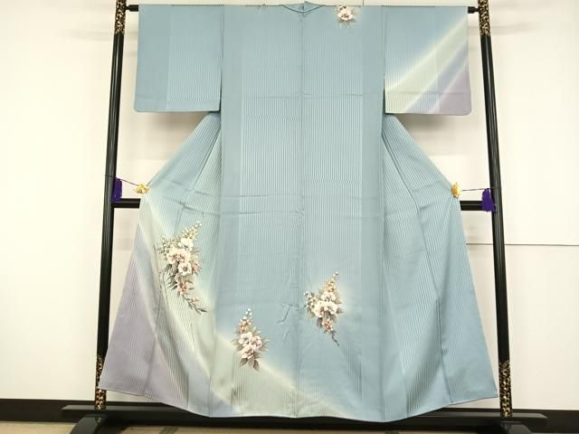 平和屋着物□訪問着 手描き 枝葉文 暈し染め 金銀彩 正絹 逸品