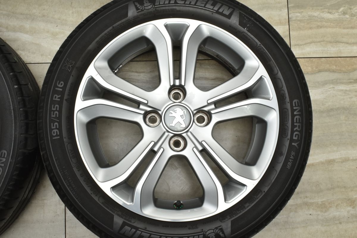 美品 バリ溝【プジョー 208 純正 ＆ ミシュラン エナジーセーブ 195/55R16 87H】16インチ 6J+23 PCD108-4H PEUGEOT 207にも 正規品プジョー 208 純正 16in 6J +23 PCD108 ミシュラン 195⁄55R16