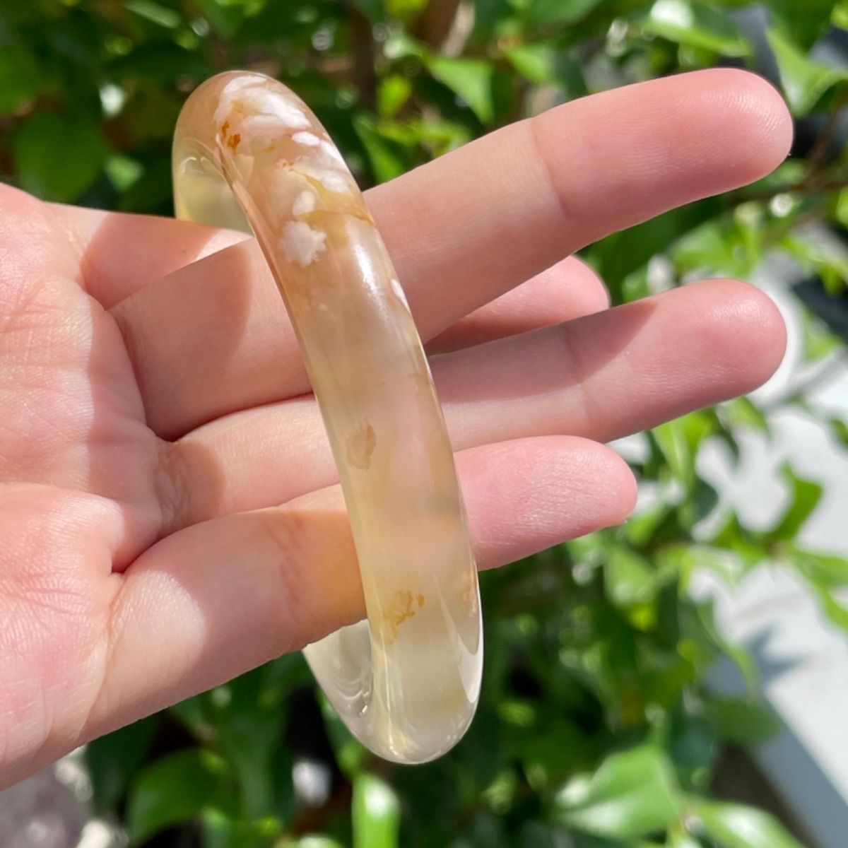 チェリーブロッサムアゲート 桜瑪瑙 天然石 玉髓 瑪瑙 バングル