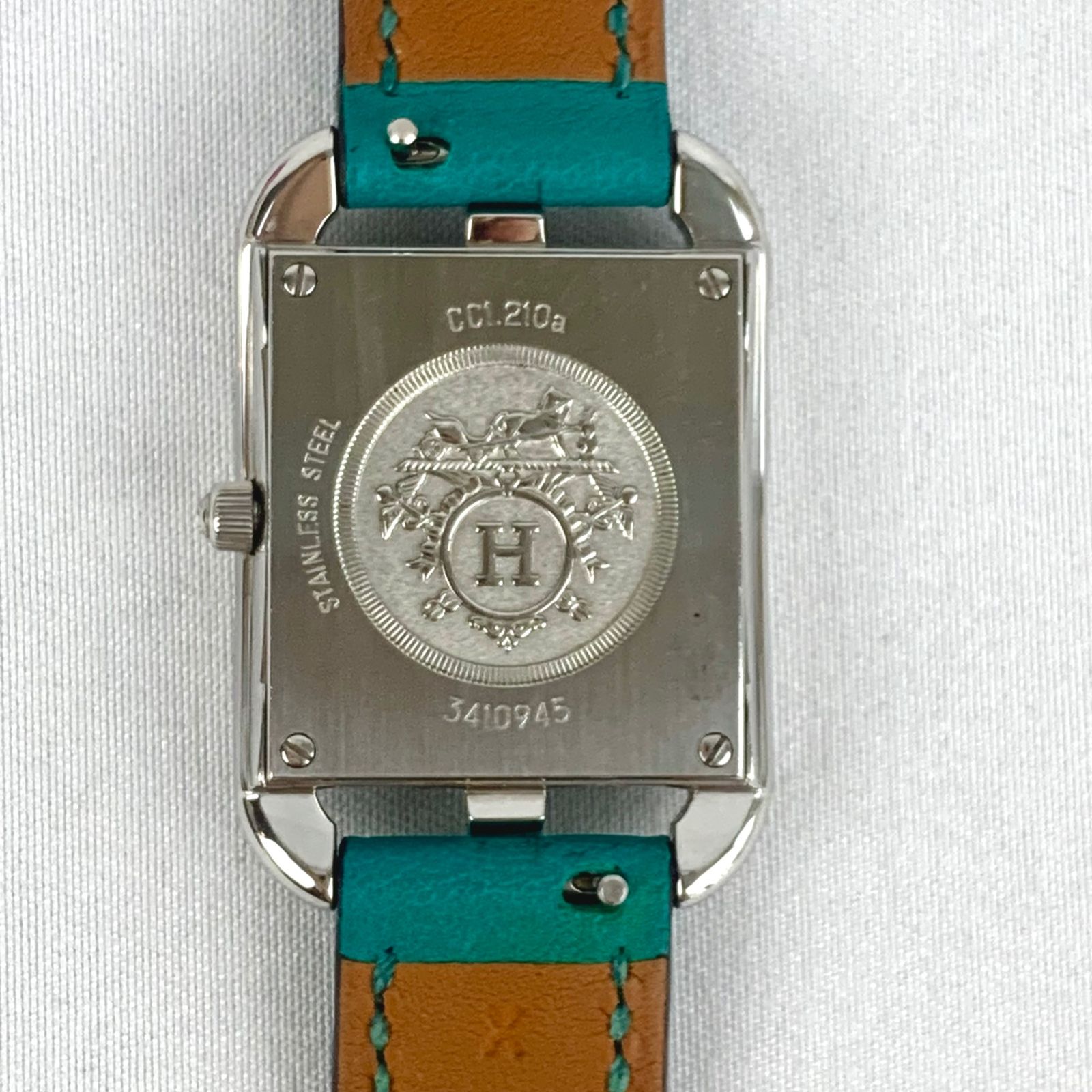 HERMES ケープコッド ドゥブルトゥール CC1.210a ブルーパオン シルバー金具 ステンレス レザー X刻印 3410945