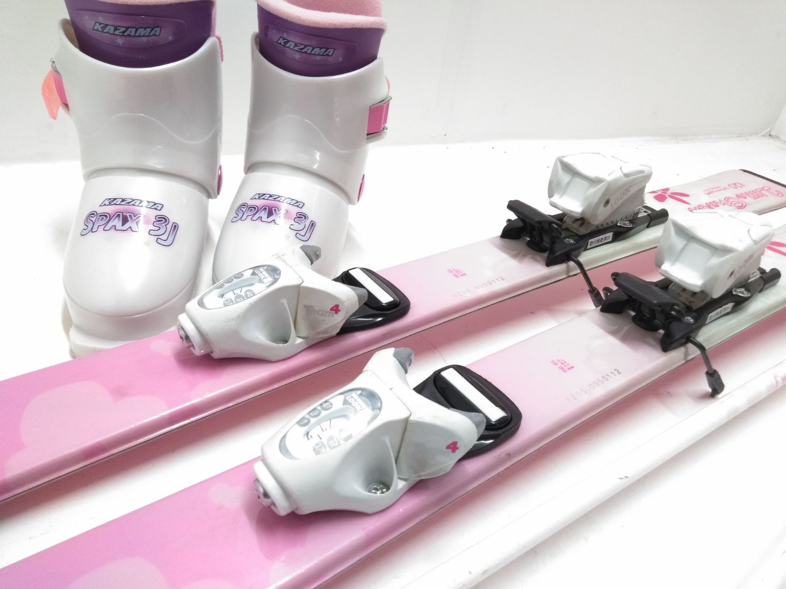 KAZAMA SPAX 100 ピンク スキー板とストックセット ジュニアスキー 4点