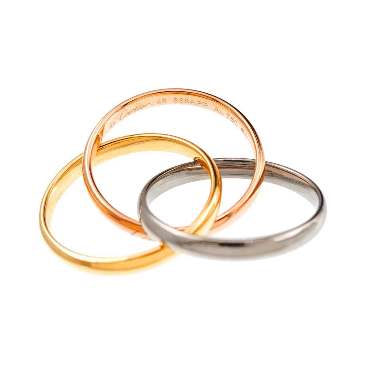カルティエ Cartier トリニティ スモール #48 リング K18 YG WG PG 3連