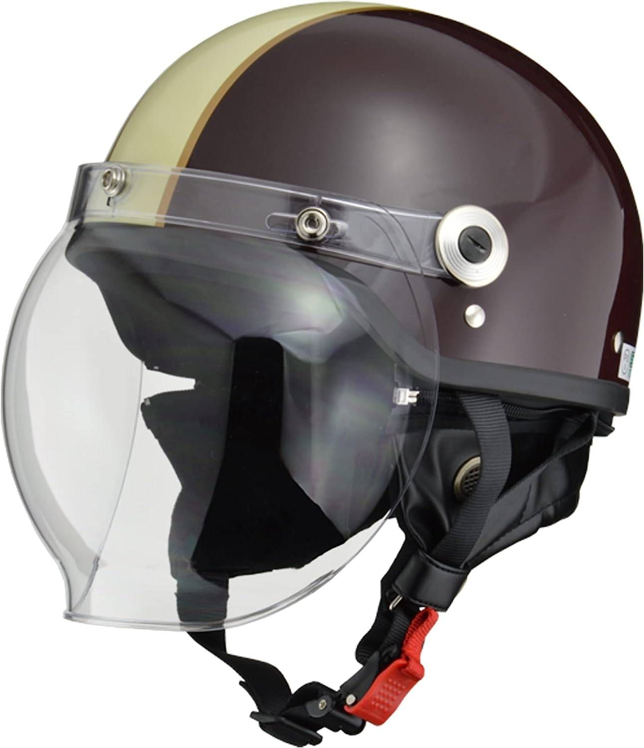 美品リード工業(LEAD) ハーフヘルメット ジェット バイク用 CROSS CR-760 ブラウン×アイボリー フリーサイズ (57-60cm未満) リプロス 防災 安全 セーフティ 保護