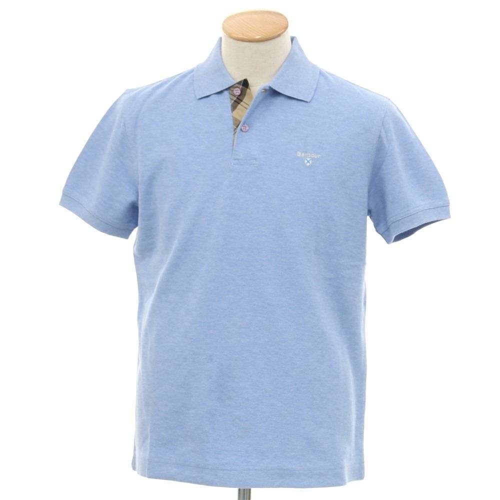 【中古】【未使用】バーブァー Barbour コットン 半袖ポロシャツ ライトブルー【サイズS】【メンズ】